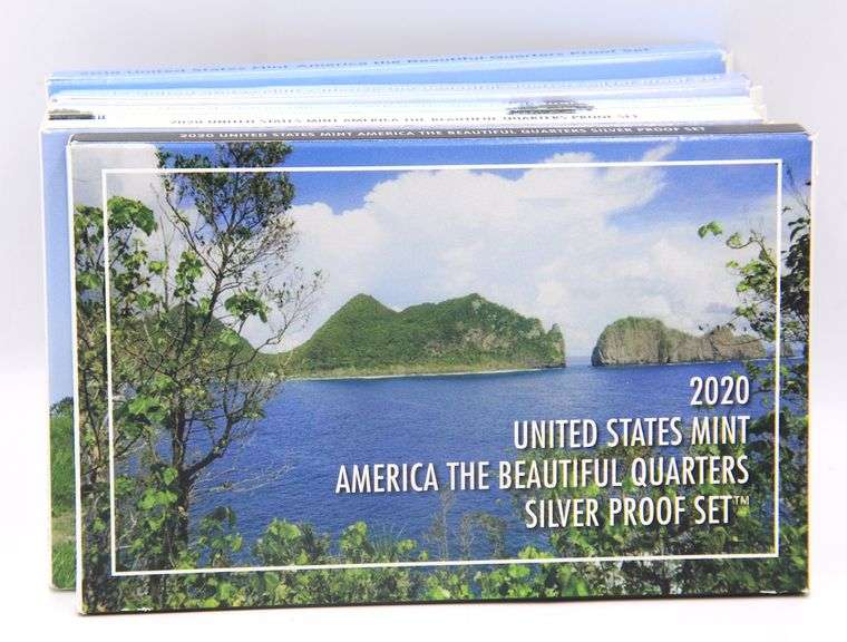 2019 & 2020 America the Beautiful Quarters Silver Proof Set With COA and Box