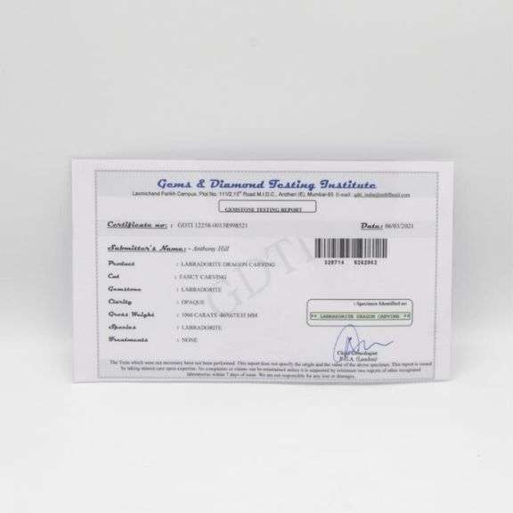 Magnificent Certified 1066 Ct Labradorite Dragon Carving