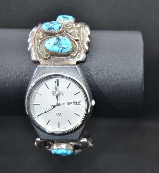 Authentic Les Baker Navajo AZ Turquoise SS Watch
