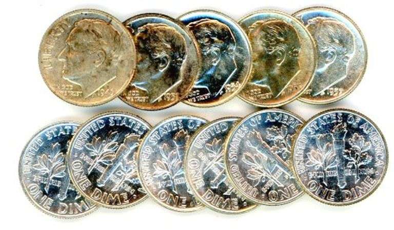 11 Different Uncirculated Silver Roosevelt Dimes