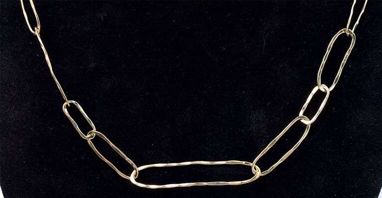 Unique Fancy Link Necklace In 14K Yellow Gold