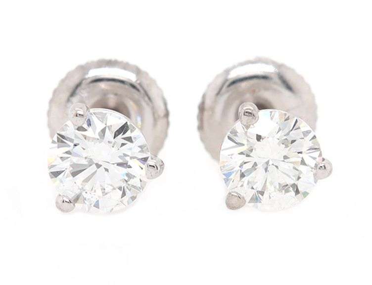 1.00ctw Round Diamond Solitaire Stud Earrings in 14K