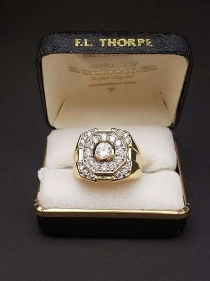 Men's 14 Kt Gold Plated Lab Simulated Diamond Ring