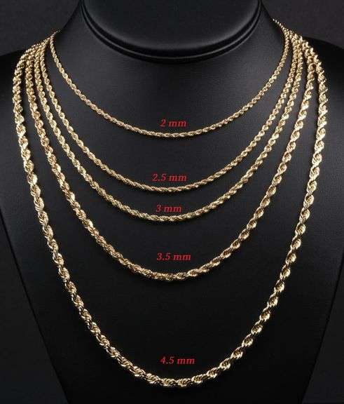 14K SOLID GOLD 2mm -26" - ROPE CHAIN / TWISTED CHAIN