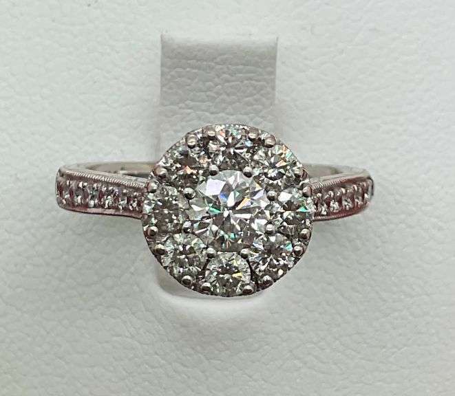 CERTIFIED AMAZING 14K WHITE GOLD AND DIAMOND RING