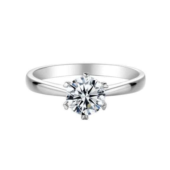 Ladies Sparkling VVS1 1 Ct 6.5 mm  FireMoissanite Ring