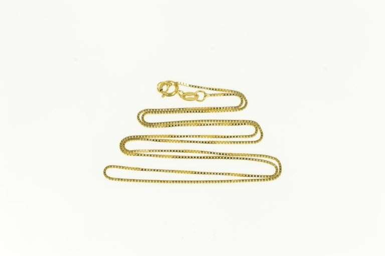 14K Yellow Gold 0.7mm Box Link Classic Square Vintage Chain Necklace