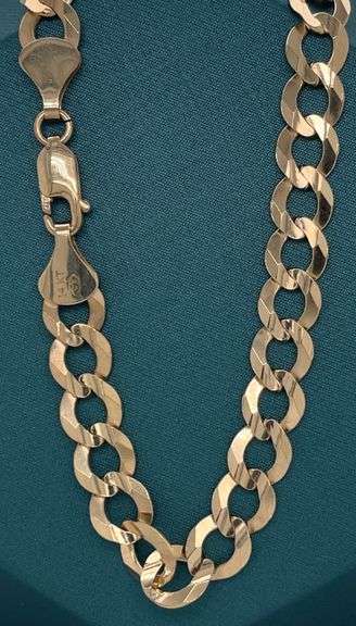 8MM 14K SOLID GOLD FLAT CUBAN LINK CHAIN WITH DIAMOND CUT DESIGN