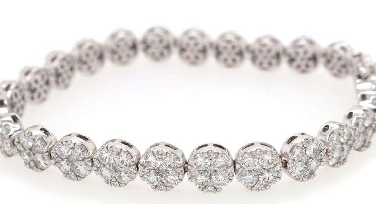 New 12.16ctw Diamond Cluster Tennis Bracelet in 14K