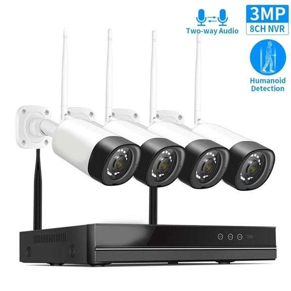 8CH 3MP 1536P Wireless CCTV Security System NVR Kit