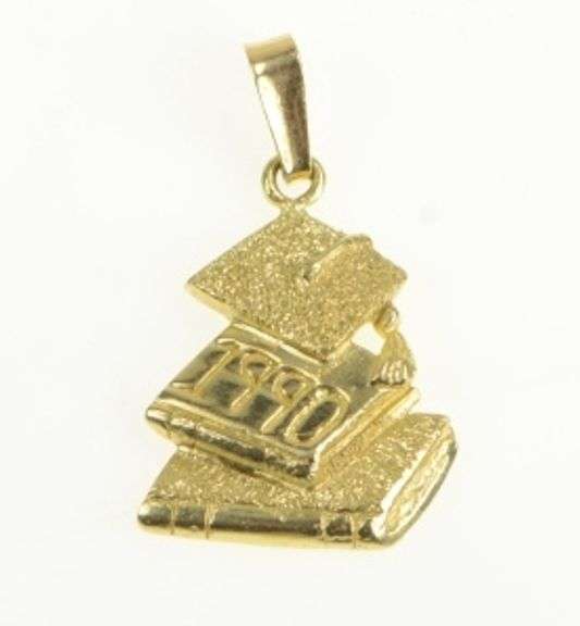 14K Yellow Gold 90 Year Book Grad Cap Graduate Charm/Pendant
