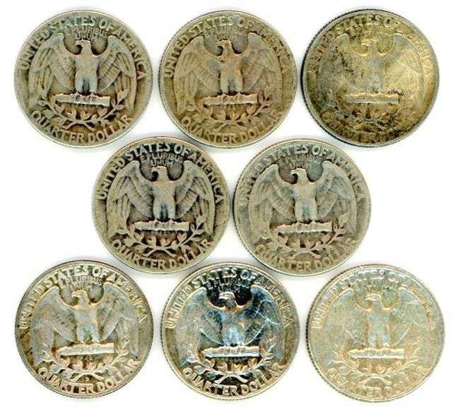 8 Different Silver Washington Quarters