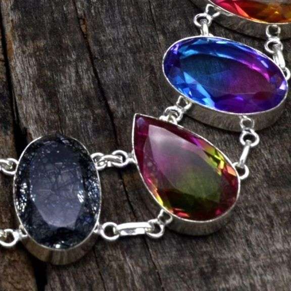 Huge Lab Made Watermelon Tourmaline Necklace