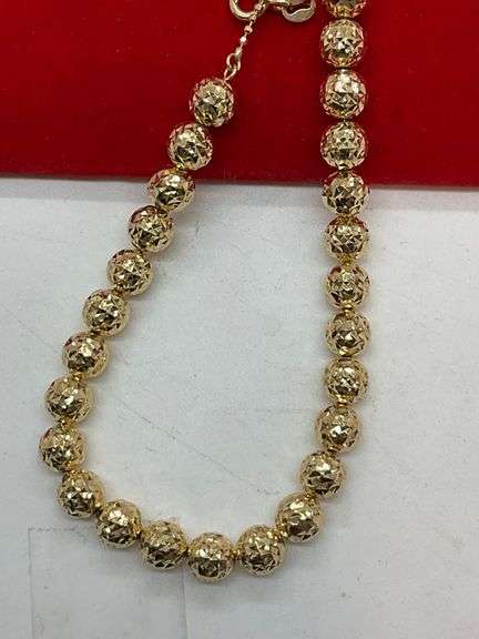 BRAND NEW 14K GOLD BEAD BRACELET , ADJUSTABLE LENGTH