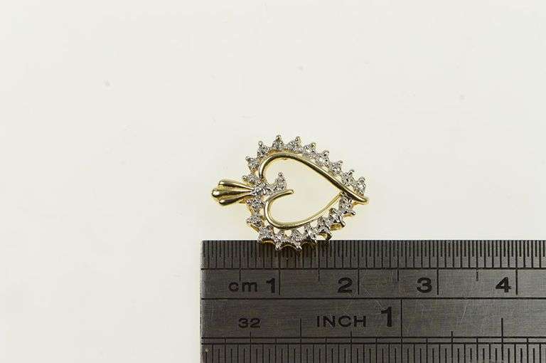 10K Yellow Gold Diamond Simple Classic Heart Love Symbol Pendant