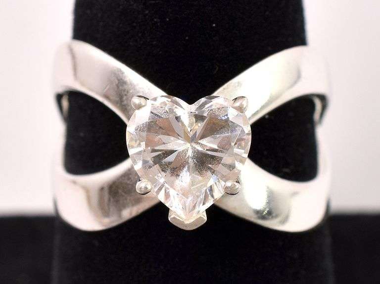 Heart CZ Ring In Sterling Silver