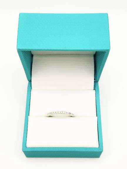 14KT SOLID WHITE GOLD & DIAMOND BAND RING