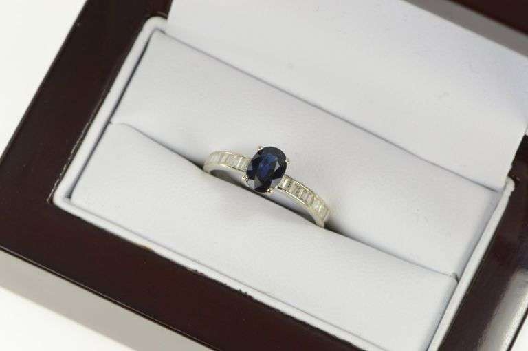 14K White Gold 1.30 Ctw Effy Sapphire Diamond Engagement Ring