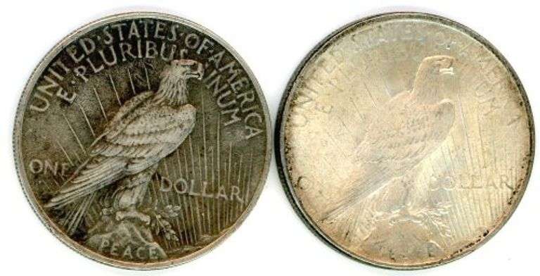 2 Different Peace Silver Dollars: 1922 & 1924