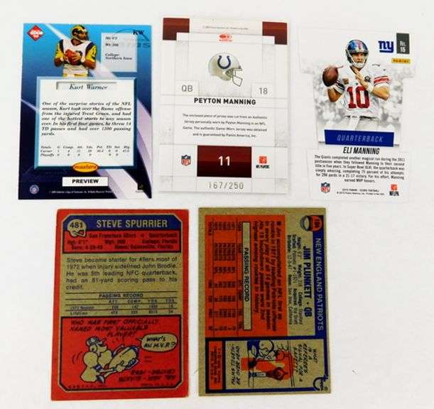 Lot of 5 NFL Quarterback Greats Football Cards