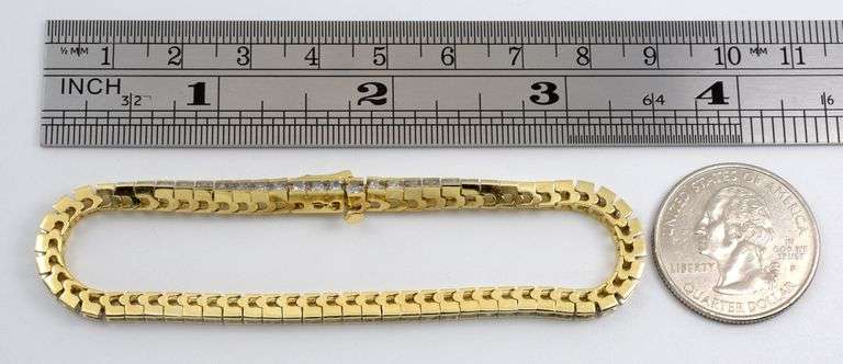 Smooth Box Link Diamond Tennis Bracelet