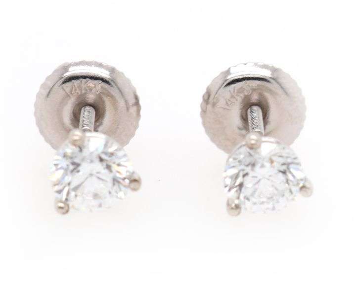 0.81ctw Round Diamond Solitaire Stud Earrings in 14K