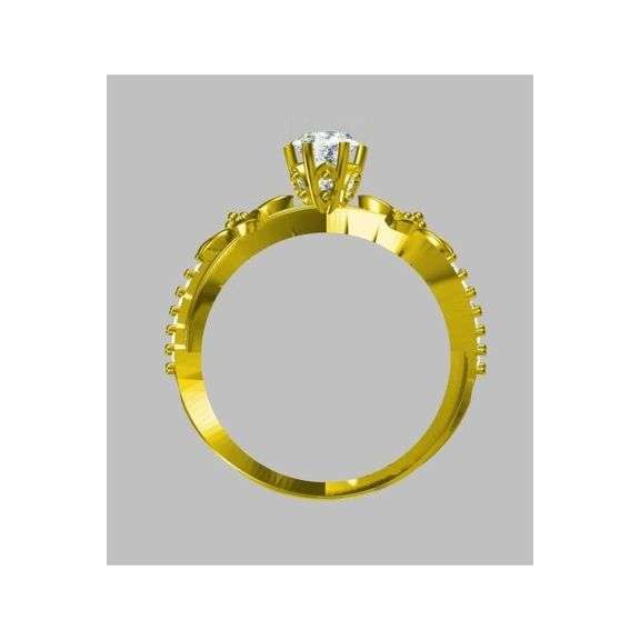 Sparkling 14 Kt Gold Plated 1 Ct Cubic Zirconia Diamond Ring