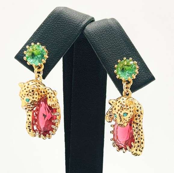 BEAUTIFUL AND UNIQUE DESIGNER PANTHER & GEMSTONE EARRINGS