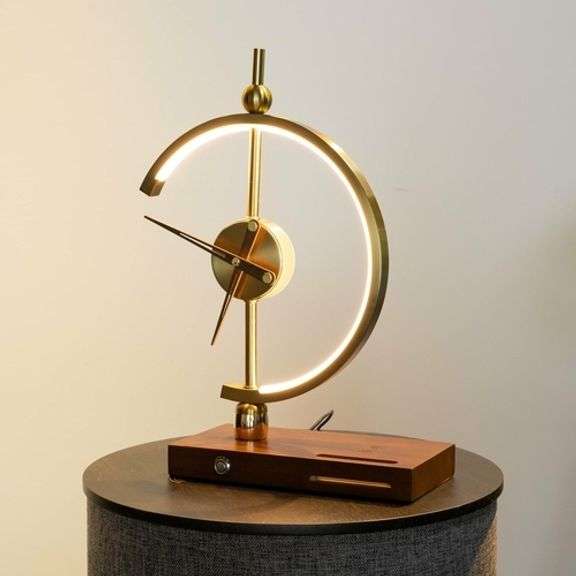 Golden Clock Lamp with LED Light