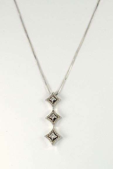 Modern White Gold Diamond Clusterr Pendant