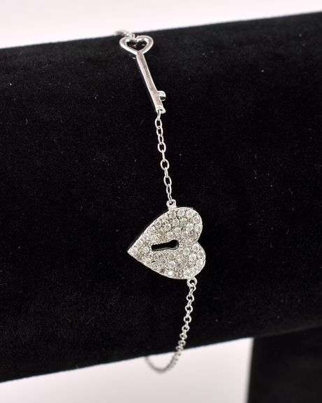 Heart And Key Bracelet In Sterling Silver