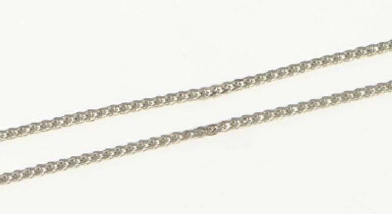 14K White Gold 0.7mm Squared Wheat Foxtail Link Chain Necklace