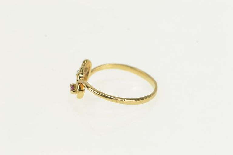 10K Yellow Gold Diamond Garnet Heart Vintage Love Romantic Ring