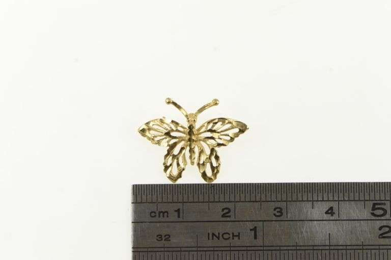 14K Yellow Gold Diamond Cut Butterfly Change Symbol Pendant