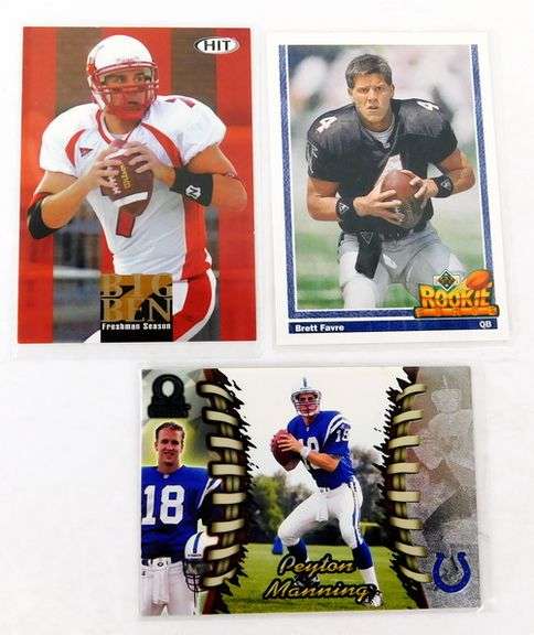 3 Football Quarterback Greats, All Rookie Cards