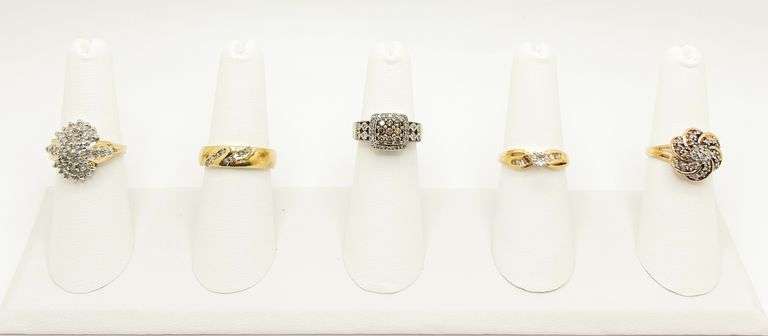 5 Stunning 10k White & Yellow Gold Rings!
