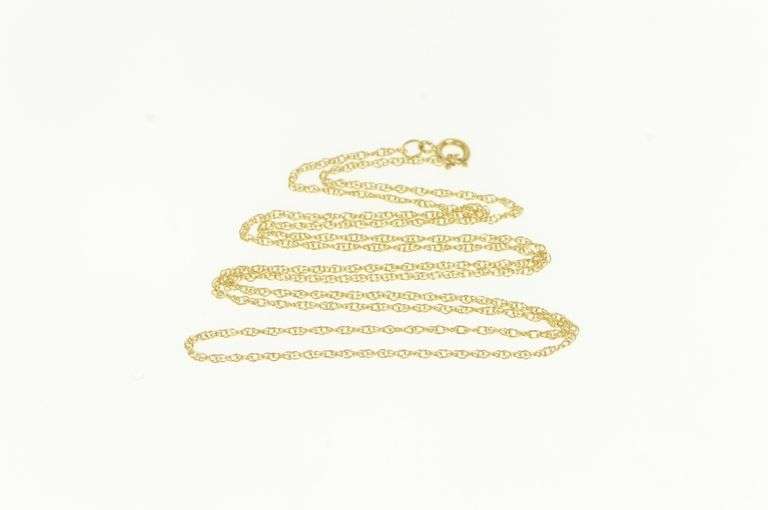 14K Yellow Gold 1.0mm Simple Link Vintage Cable Chain Necklace