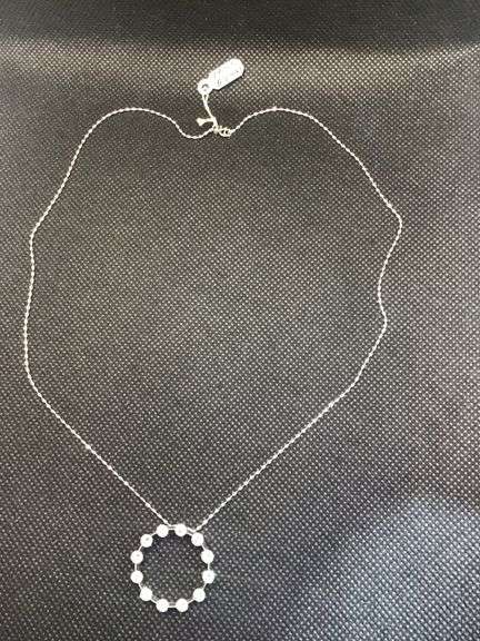 ENCHANTING 14K WHITE GOLD ETERNITY CIRCLE DIAMOND PENDANT NECKLACE