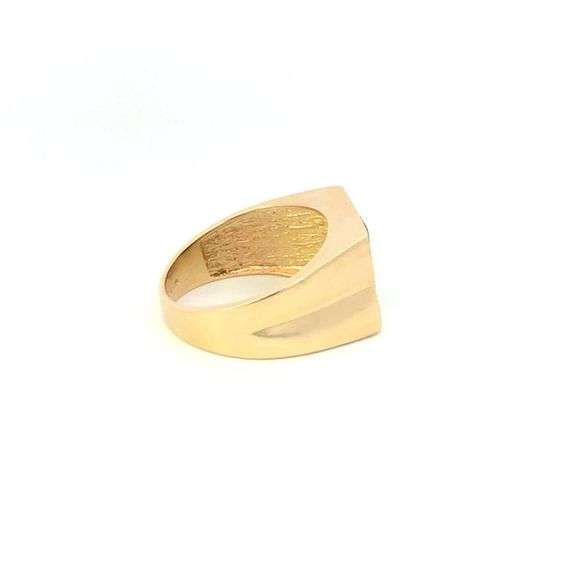 10K Yellow Gold Squared Black Onyx Diamond Retro Statement Ring