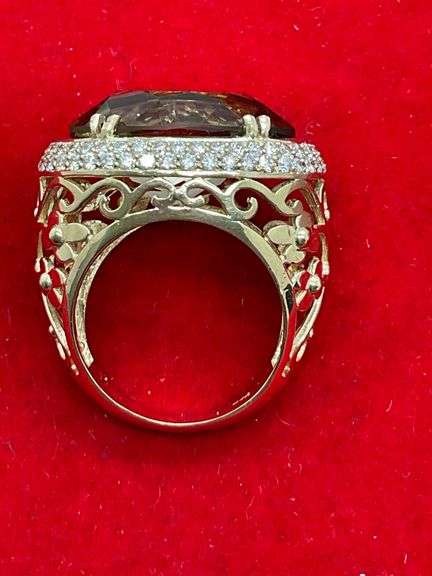 CERTIFIED BRAND NEW 14K GOLD RING WITH DIAMOND AND QUARTZ