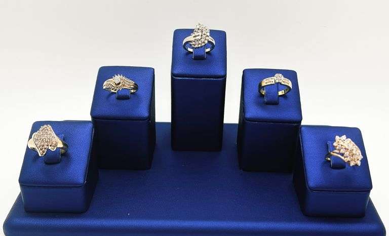 5 Beautiful 14k Solid Yellow and White Gold Rings