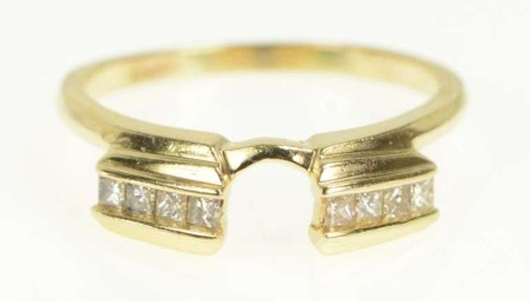 14K Yellow Gold 0.25 Ctw Princess Diamond Wedding Wrap Band Ring