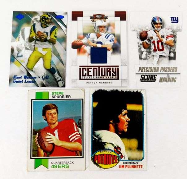 Lot of 5 NFL Quarterback Greats Football Cards