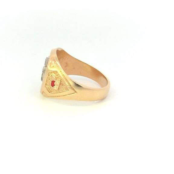 10K Yellow Gold Shriners Enamel Signet Vintage Men's Ring
