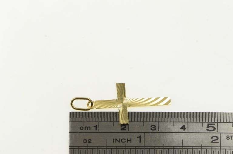 14K Yellow Gold Ornate Swirl Design Cross Christian Faith Pendant