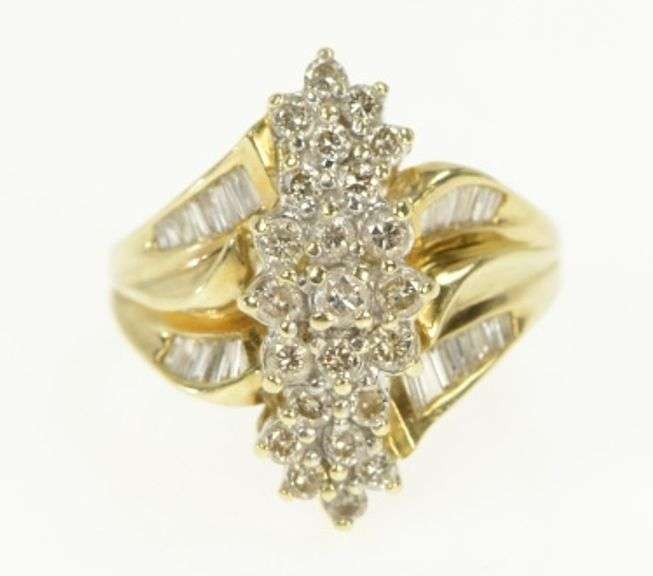 14K Yellow Gold 1.30 Ctw Diamond Vintage Statement Ring