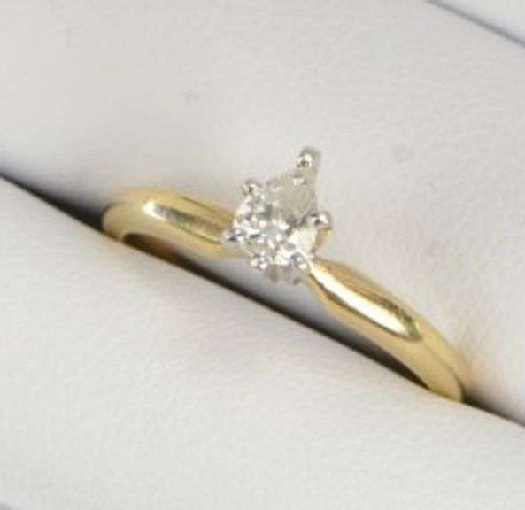 14K Yellow Gold 0.27 Ct Pear Diamond Solitaire Engagement Ring