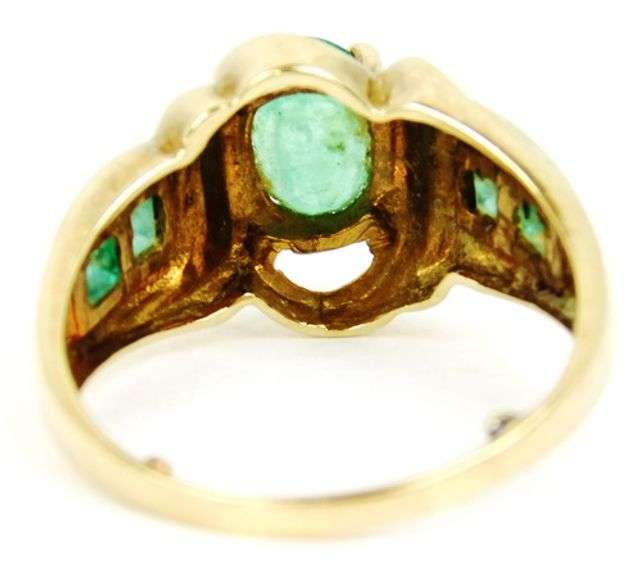 Superb Emeralds & Diamonds Wide Ring in 10K Gold, 8.5