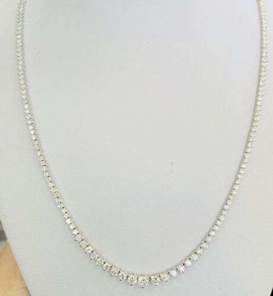 GORGEOUS 18KT SOLID WHITE GOLD 6.00 CARAT DIAMOND TENNIS NECKLACE