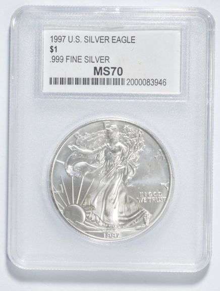 MS70 1997 American Silver Eagle - .999 Fine Silver - Graded PCC